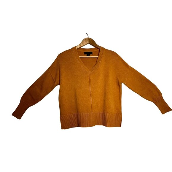 Tahari  US Small Sweater V-neck Mustard Yellow Long Sleeve Side Slits - Picture 1 of 16